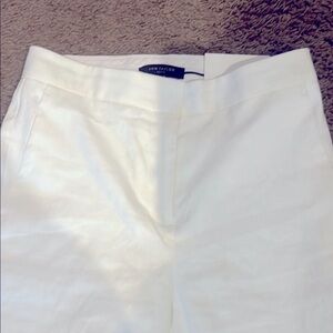 Ann Taylor White Linen “The Ankle” High Waist Slim Pants